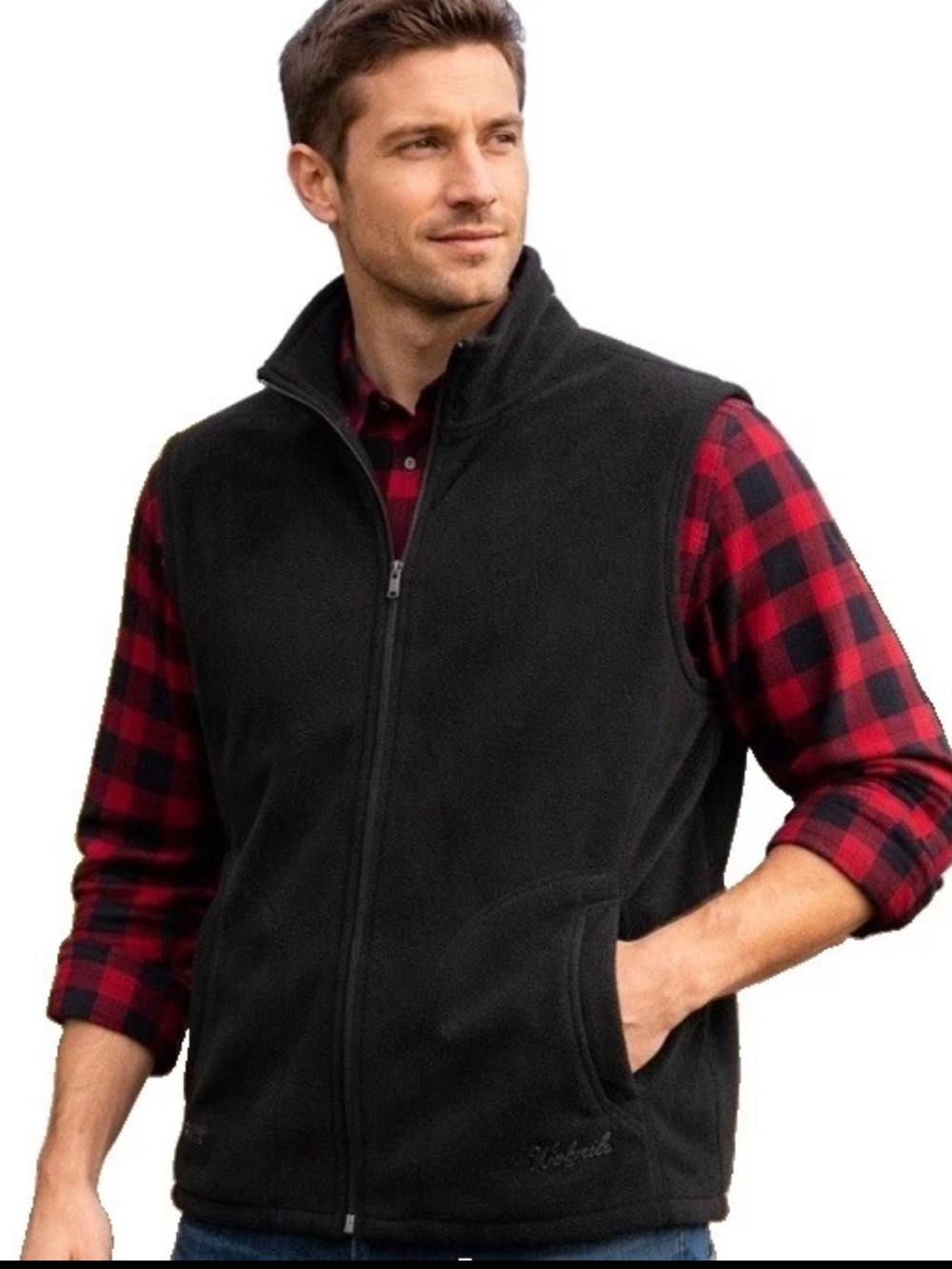 Woolrich Black Fleece Vest - Full Zip Casual Layer Men’s XL
